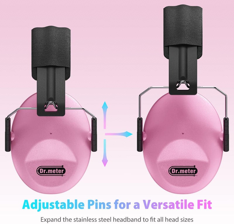 Dr.Meter Noise Cancelling Headphones for Kids: EM100 SNR27.4 Kids Ear Protection Earmuffs with Adjustable Headband, Ear Muffs for Noise Reduction in Monster Jam, Concert, Firework, Mowing, Pink - Image 2